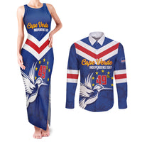 Cape Verde Independence Day Couples Matching Tank Maxi Dress and Long Sleeve Button Shirt Gerbera Daisy Pattern - Wonder Print Shop