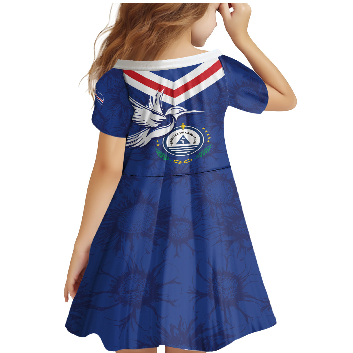 Cape Verde Independence Day Family Matching Mermaid Dress and Hawaiian Shirt Gerbera Daisy Pattern - Wonder Print Shop