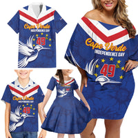 Cape Verde Independence Day Family Matching Off Shoulder Short Dress and Hawaiian Shirt Gerbera Daisy Pattern - Wonder Print Shop