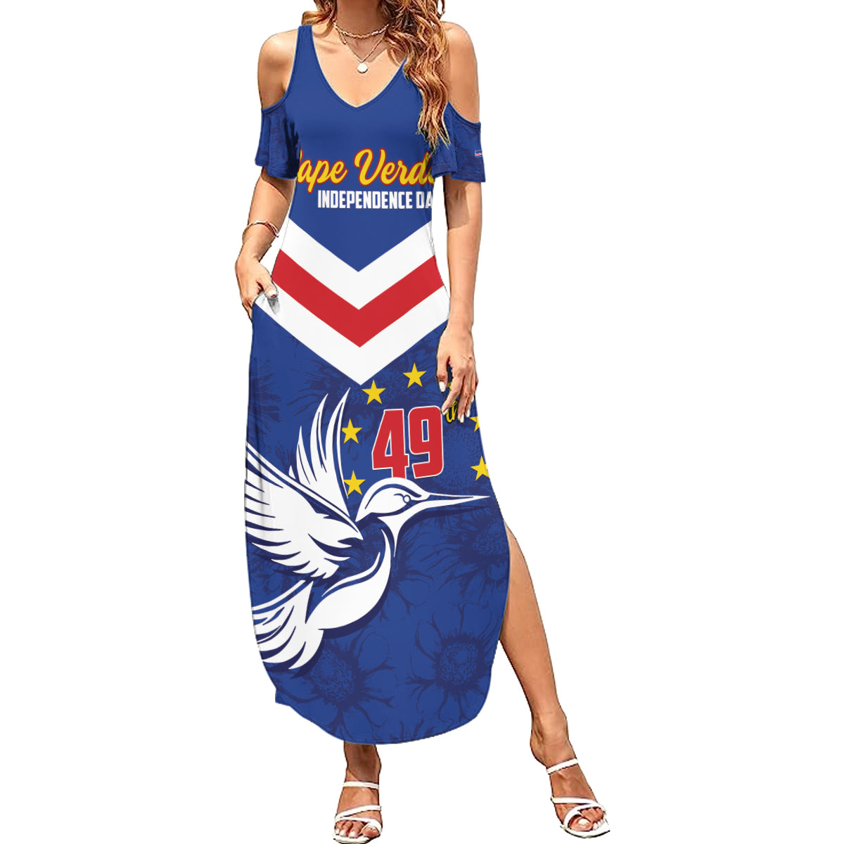 Cape Verde Independence Day Family Matching Summer Maxi Dress and Hawaiian Shirt Gerbera Daisy Pattern - Wonder Print Shop