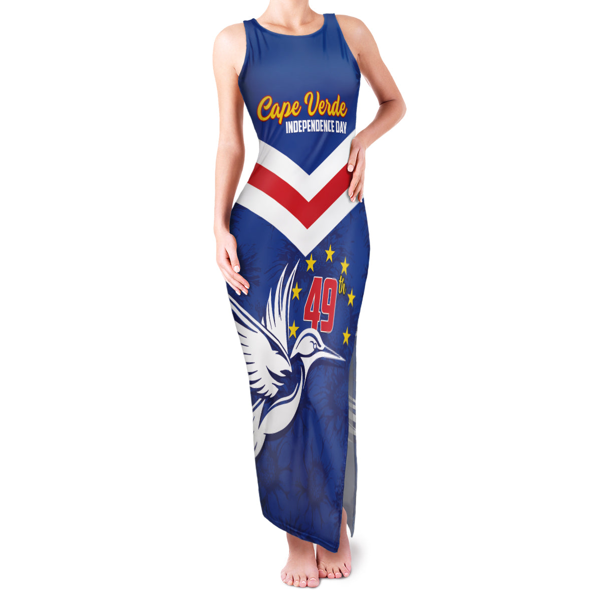 Cape Verde Independence Day Family Matching Tank Maxi Dress and Hawaiian Shirt Gerbera Daisy Pattern - Wonder Print Shop