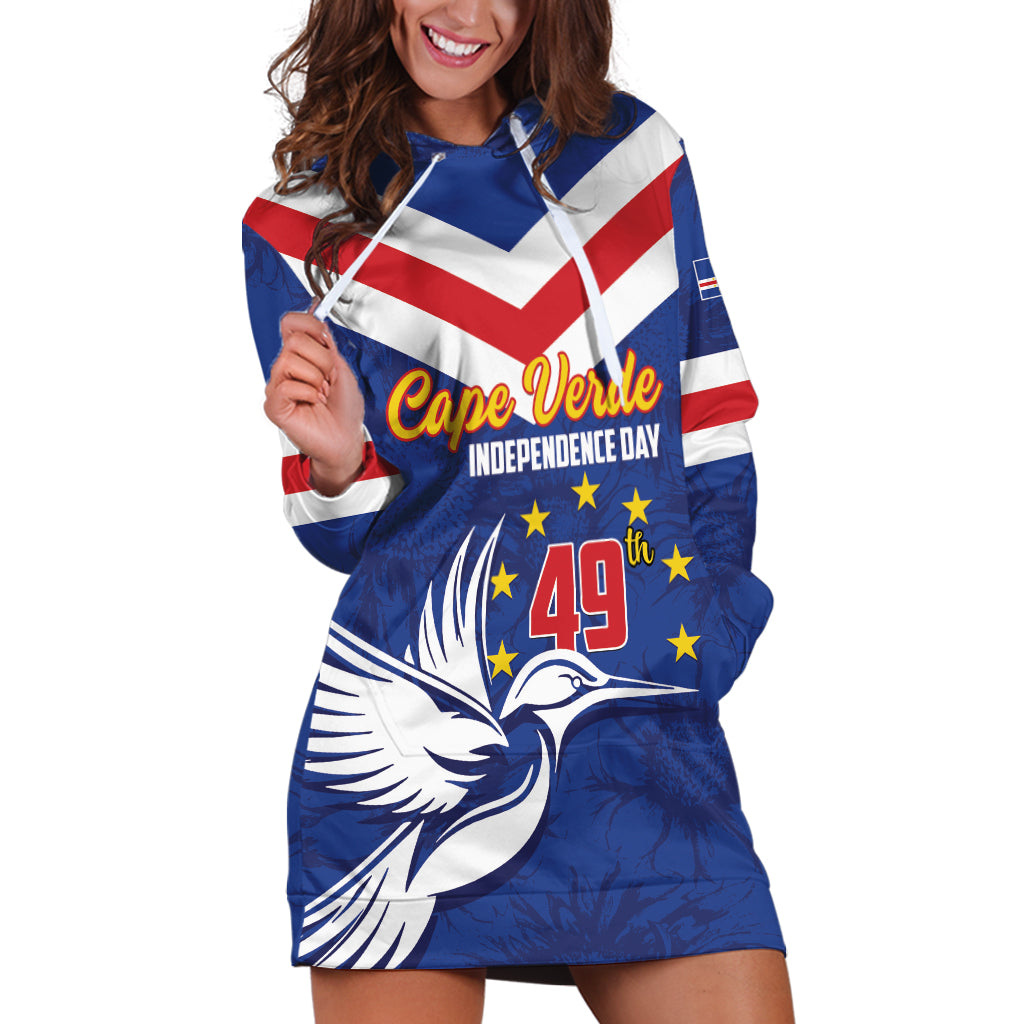 Cape Verde Independence Day Hoodie Dress Gerbera Daisy Pattern - Wonder Print Shop