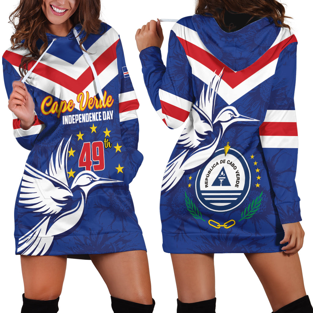 Cape Verde Independence Day Hoodie Dress Gerbera Daisy Pattern - Wonder Print Shop