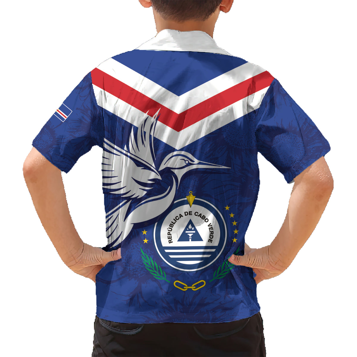 Cape Verde Independence Day Kid Hawaiian Shirt Gerbera Daisy Pattern - Wonder Print Shop