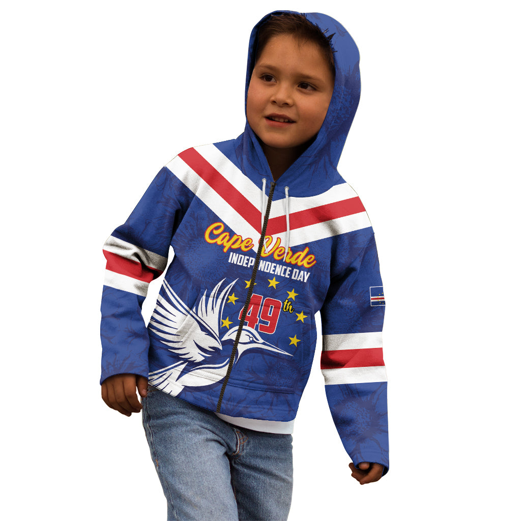 Cape Verde Independence Day Kid Hoodie Gerbera Daisy Pattern - Wonder Print Shop