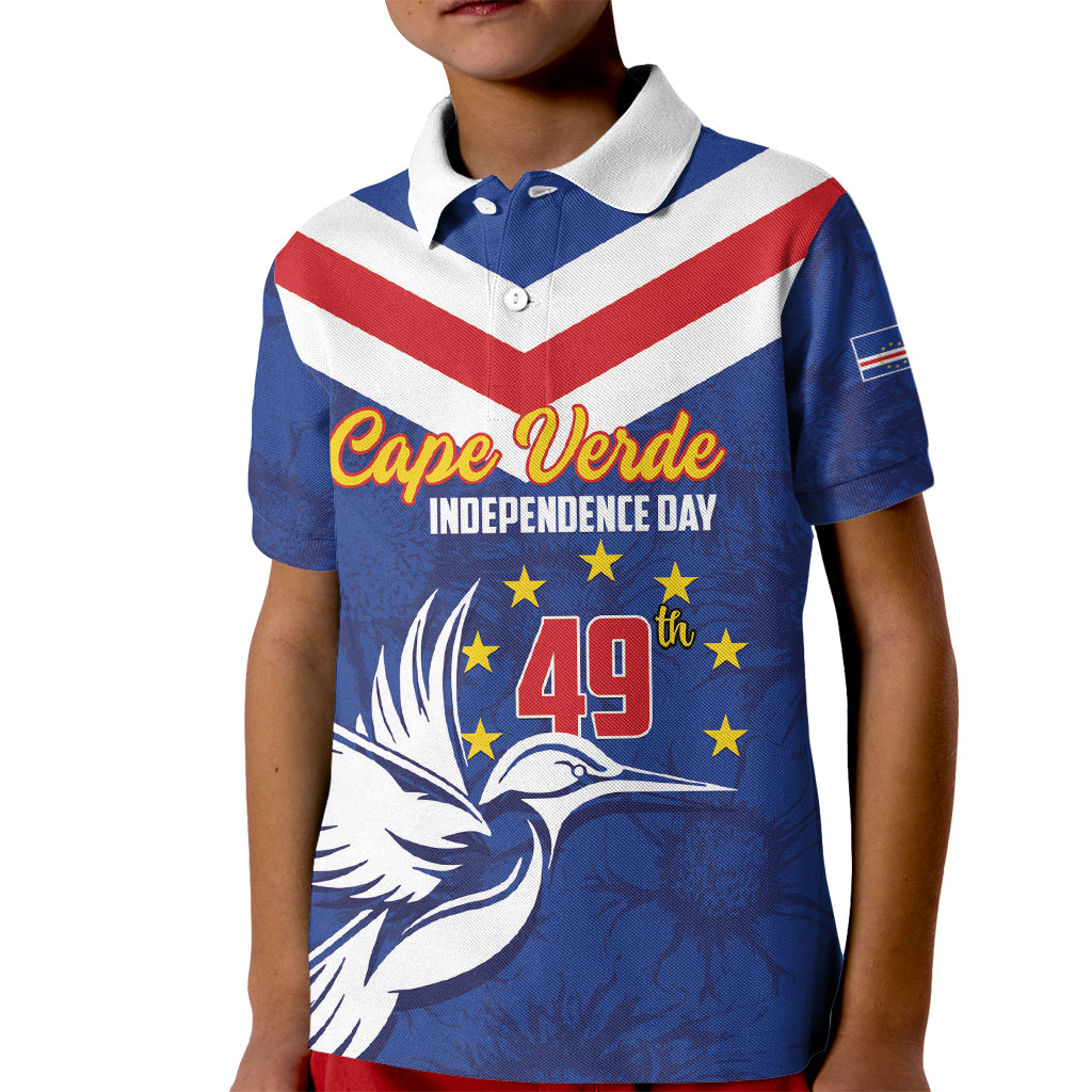 Cape Verde Independence Day Kid Polo Shirt Gerbera Daisy Pattern - Wonder Print Shop