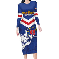 Cape Verde Independence Day Long Sleeve Bodycon Dress Gerbera Daisy Pattern - Wonder Print Shop
