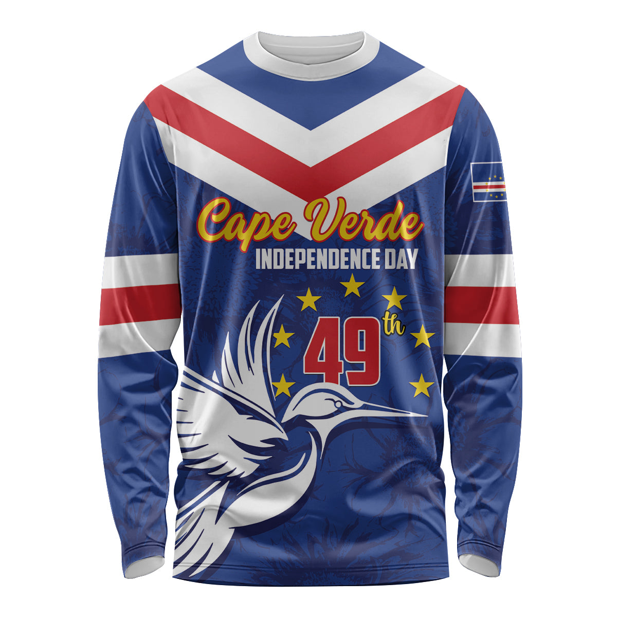 Cape Verde Independence Day Long Sleeve Shirt Gerbera Daisy Pattern - Wonder Print Shop
