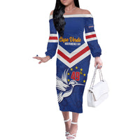 Cape Verde Independence Day Off The Shoulder Long Sleeve Dress Gerbera Daisy Pattern - Wonder Print Shop