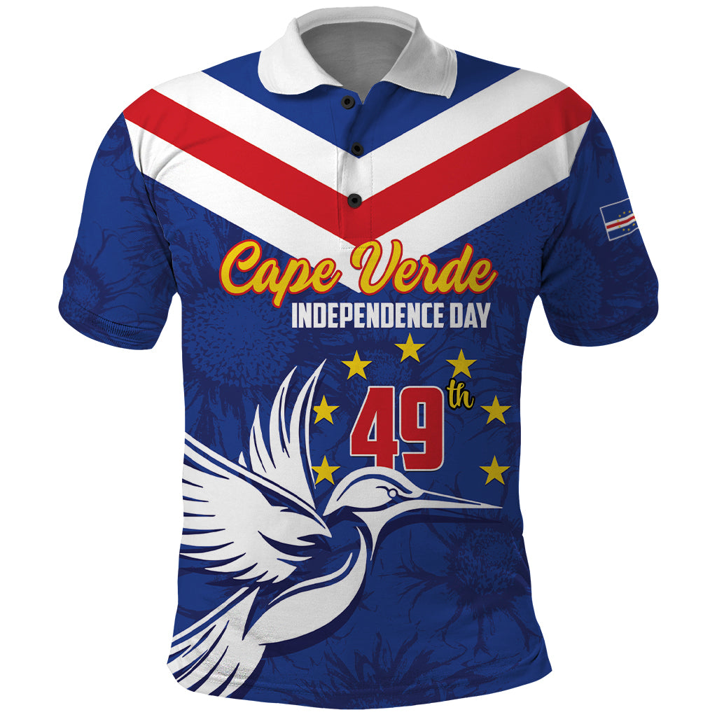Cape Verde Independence Day Polo Shirt Gerbera Daisy Pattern - Wonder Print Shop