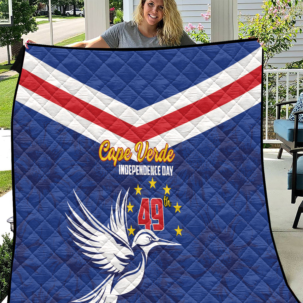 Cape Verde Independence Day Quilt Gerbera Daisy Pattern - Wonder Print Shop