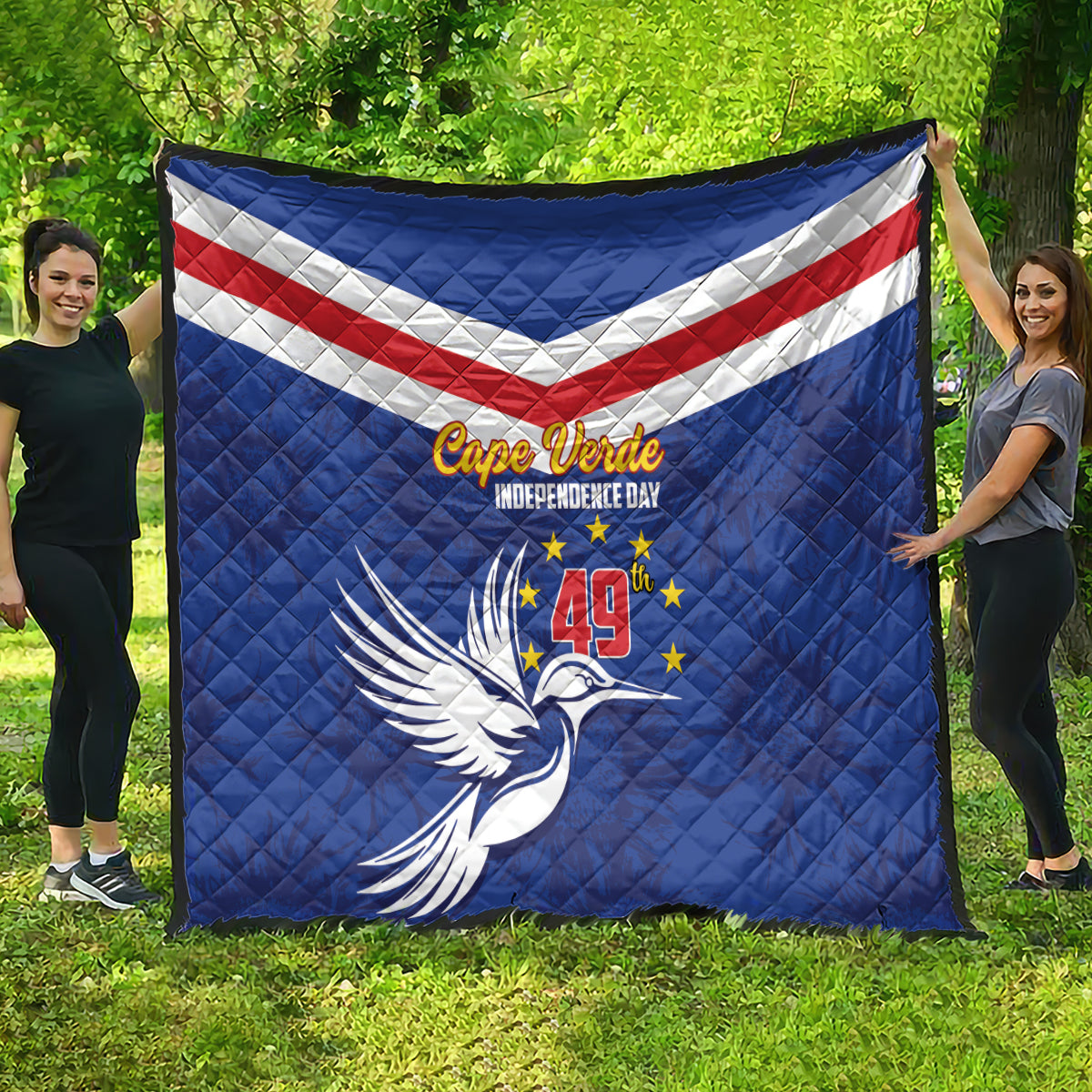 Cape Verde Independence Day Quilt Gerbera Daisy Pattern - Wonder Print Shop