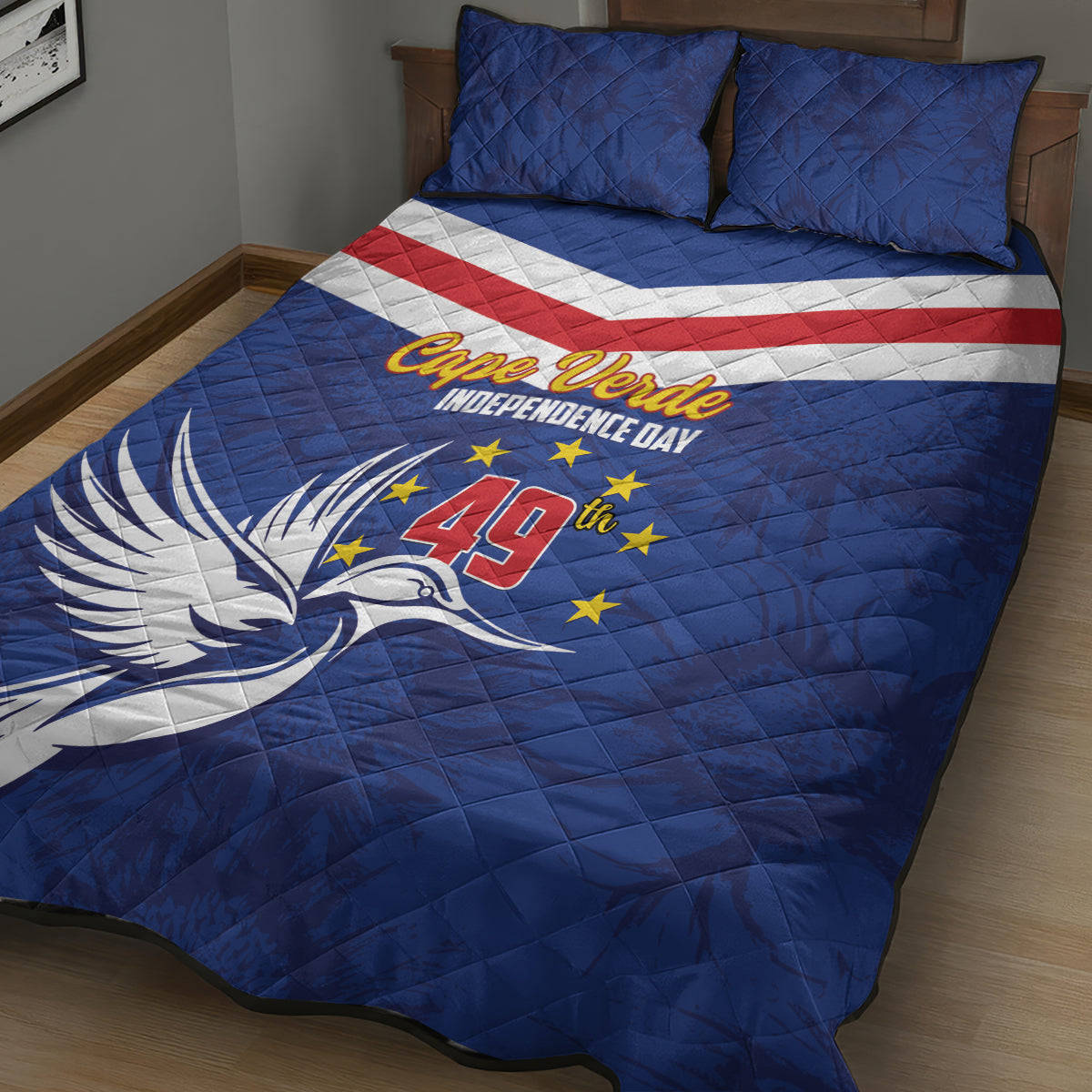 Cape Verde Independence Day Quilt Bed Set Gerbera Daisy Pattern - Wonder Print Shop