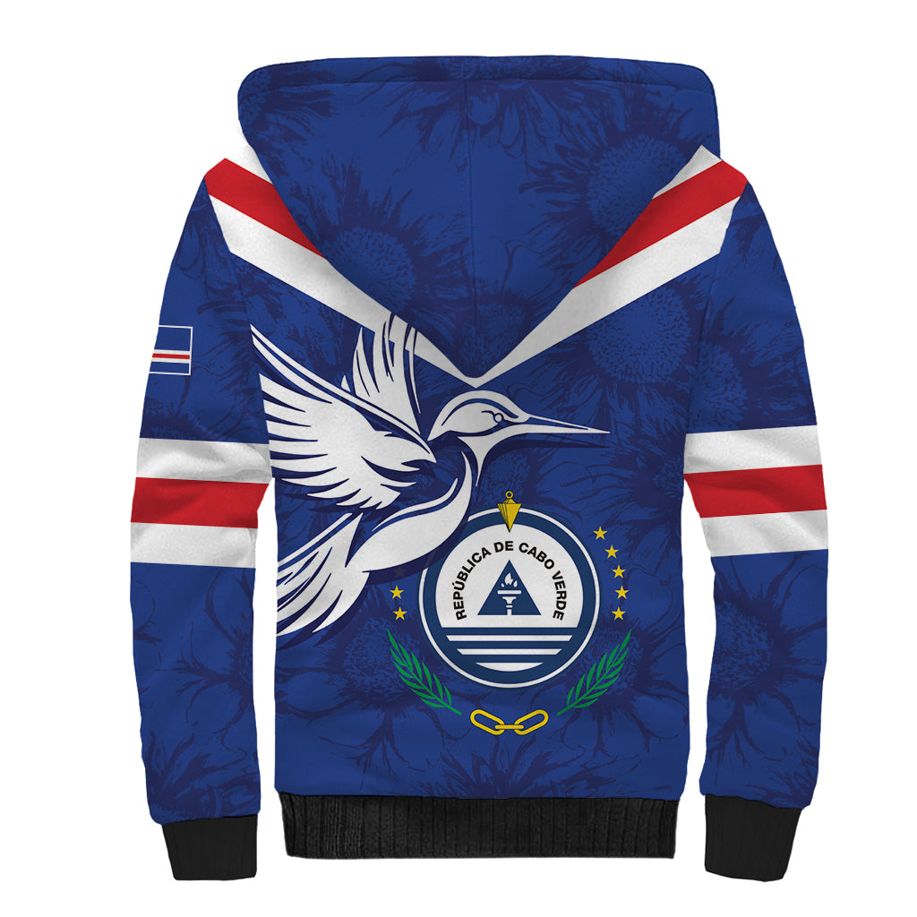 Cape Verde Independence Day Sherpa Hoodie Gerbera Daisy Pattern - Wonder Print Shop