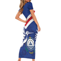Cape Verde Independence Day Short Sleeve Bodycon Dress Gerbera Daisy Pattern - Wonder Print Shop