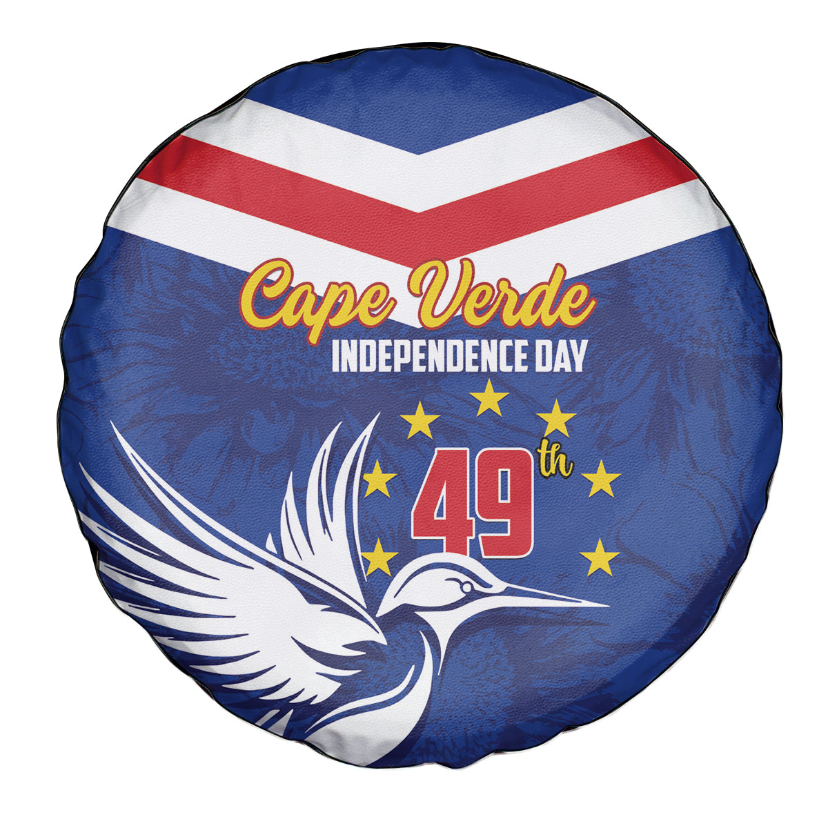 Cape Verde Independence Day Spare Tire Cover Gerbera Daisy Pattern - Wonder Print Shop