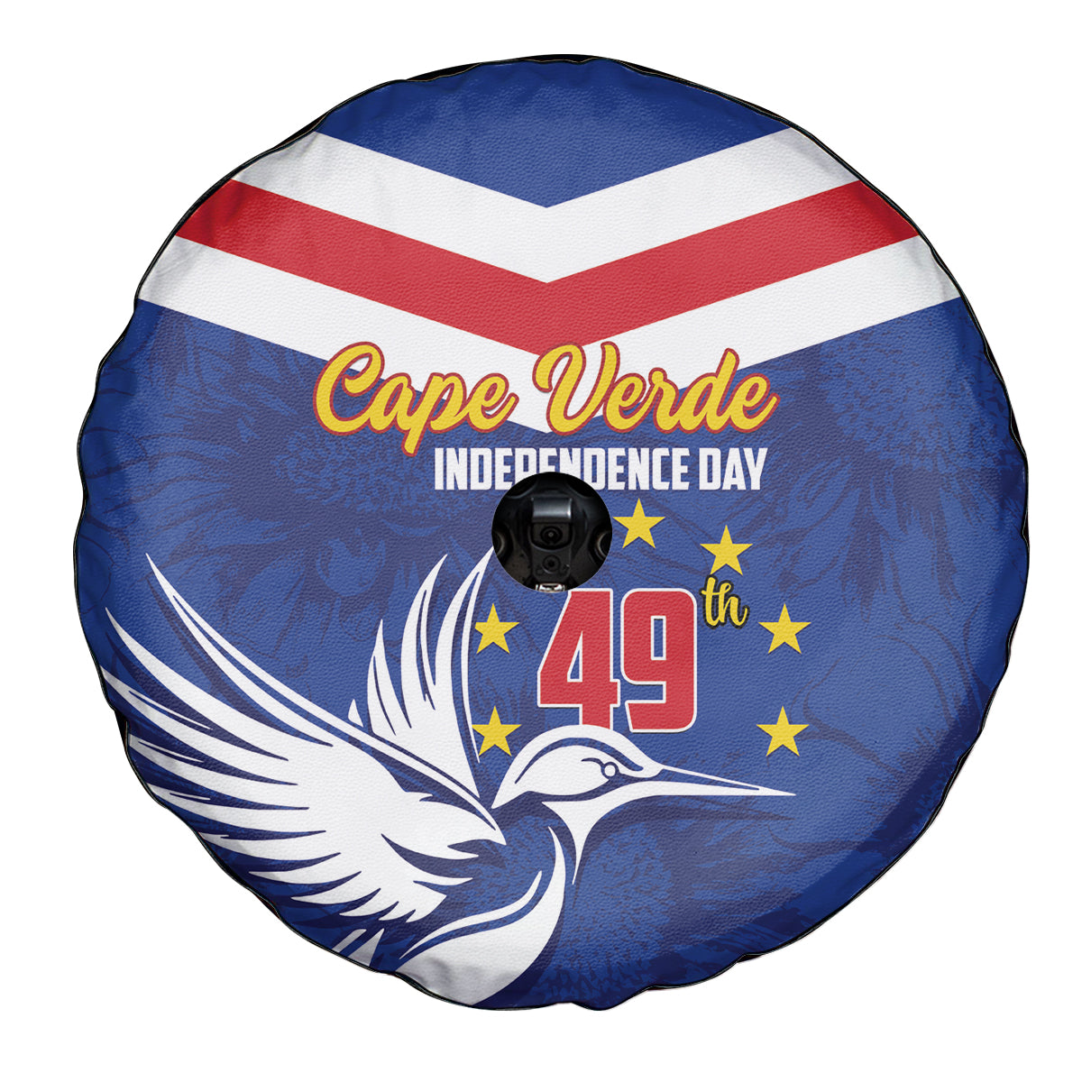 Cape Verde Independence Day Spare Tire Cover Gerbera Daisy Pattern - Wonder Print Shop