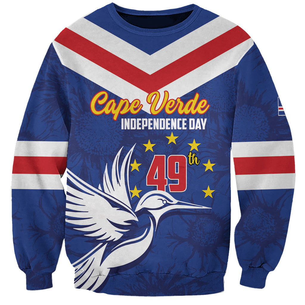 Cape Verde Independence Day Sweatshirt Gerbera Daisy Pattern - Wonder Print Shop