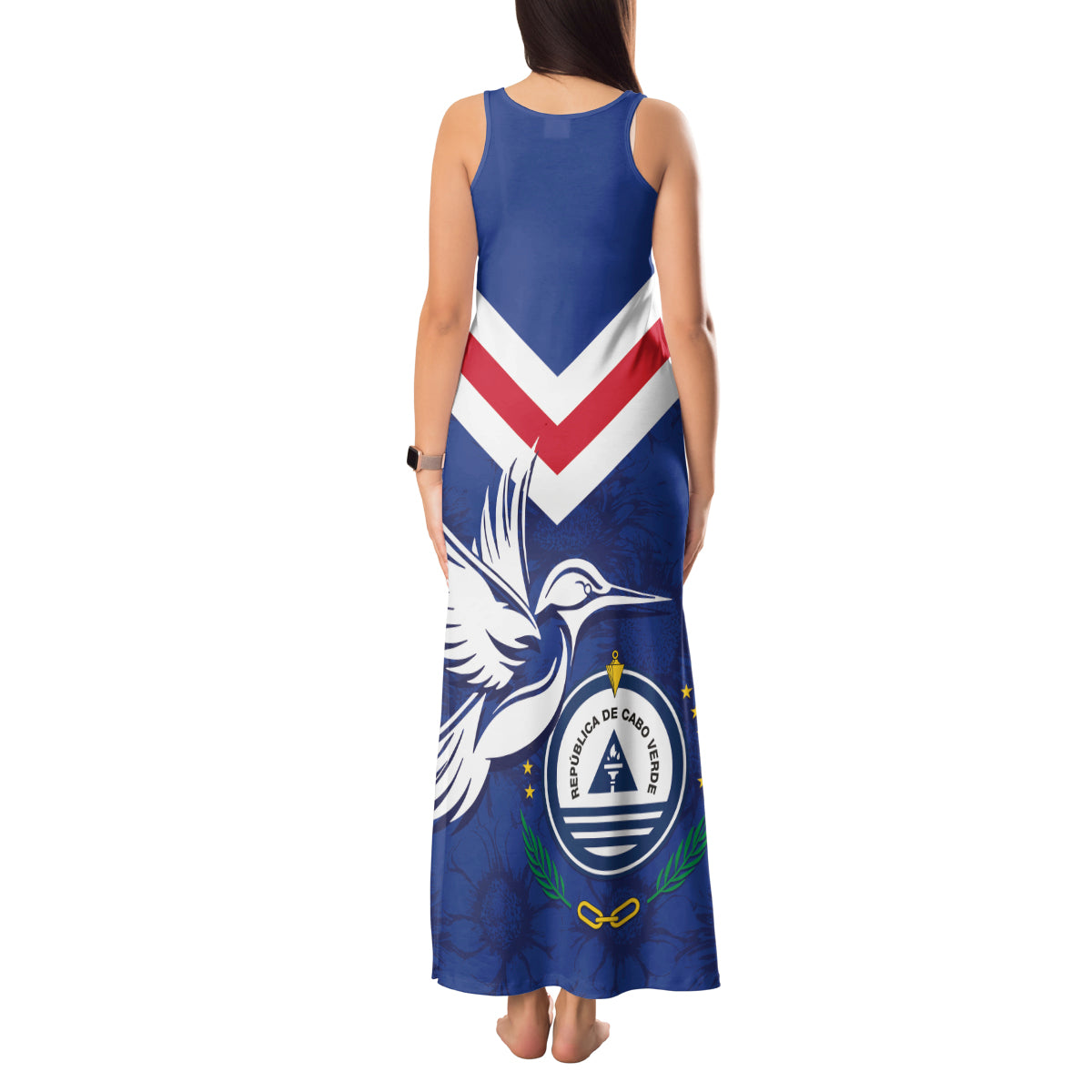 Cape Verde Independence Day Tank Maxi Dress Gerbera Daisy Pattern - Wonder Print Shop