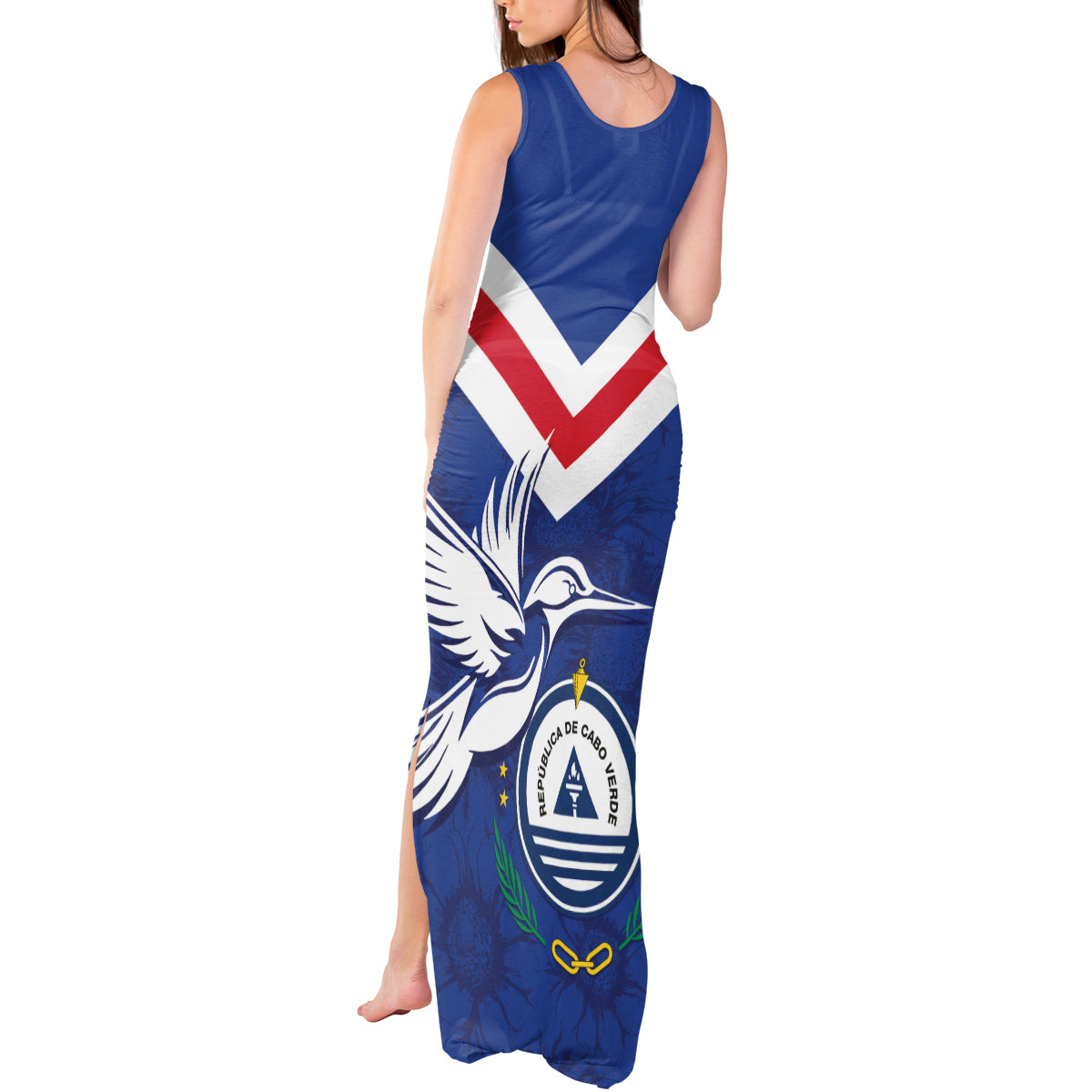 Cape Verde Independence Day Tank Maxi Dress Gerbera Daisy Pattern - Wonder Print Shop