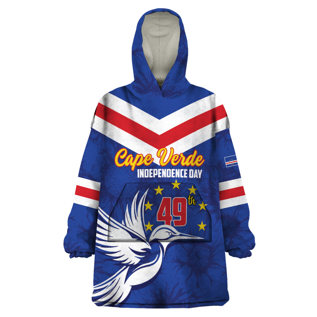 Cape Verde Independence Day Wearable Blanket Hoodie Gerbera Daisy Pattern - Wonder Print Shop