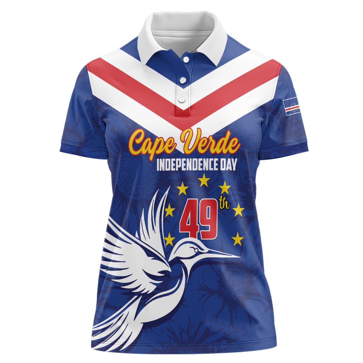 Cape Verde Independence Day Women Polo Shirt Gerbera Daisy Pattern - Wonder Print Shop