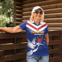 Cape Verde Independence Day Women Polo Shirt Gerbera Daisy Pattern - Wonder Print Shop