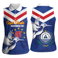 Cape Verde Independence Day Women Sleeveless Polo Shirt Gerbera Daisy Pattern - Wonder Print Shop