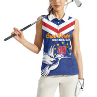 Cape Verde Independence Day Women Sleeveless Polo Shirt Gerbera Daisy Pattern - Wonder Print Shop