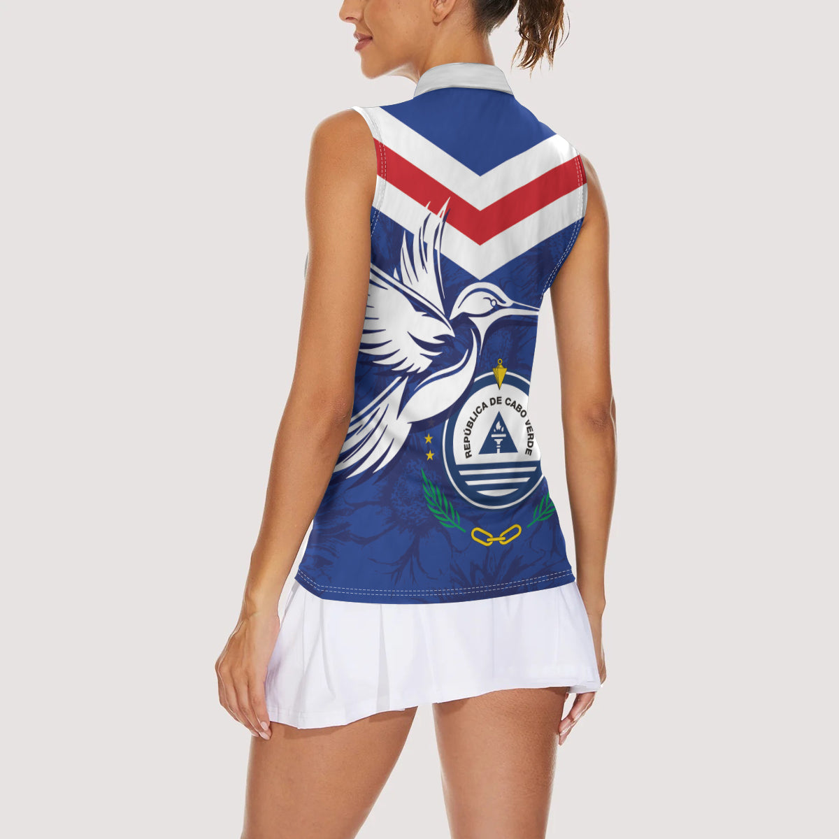 Cape Verde Independence Day Women Sleeveless Polo Shirt Gerbera Daisy Pattern - Wonder Print Shop