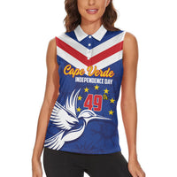 Cape Verde Independence Day Women Sleeveless Polo Shirt Gerbera Daisy Pattern - Wonder Print Shop