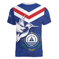 Cape Verde Independence Day Women V-Neck T-Shirt Gerbera Daisy Pattern - Wonder Print Shop