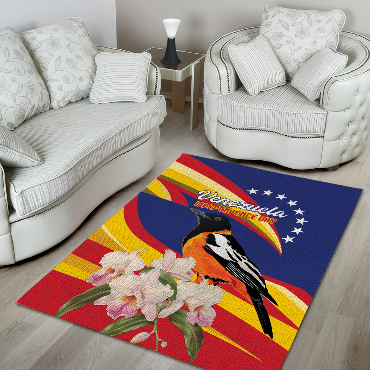 Venezuela Independence Day Area Rug Venezuelan Troupial Cattleya Mossiae - Wonder Print Shop