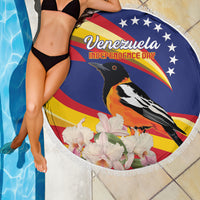 Venezuela Independence Day Beach Blanket Venezuelan Troupial Cattleya Mossiae - Wonder Print Shop