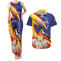 Venezuela Independence Day Couples Matching Tank Maxi Dress and Hawaiian Shirt Venezuelan Troupial Cattleya Mossiae - Wonder Print Shop