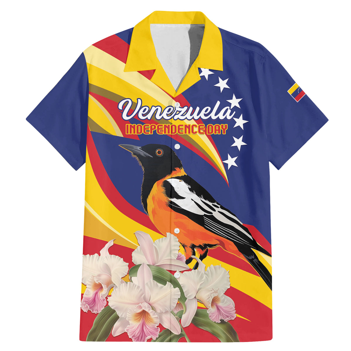 Venezuela Independence Day Family Matching Mermaid Dress and Hawaiian Shirt Venezuelan Troupial Cattleya Mossiae - Wonder Print Shop