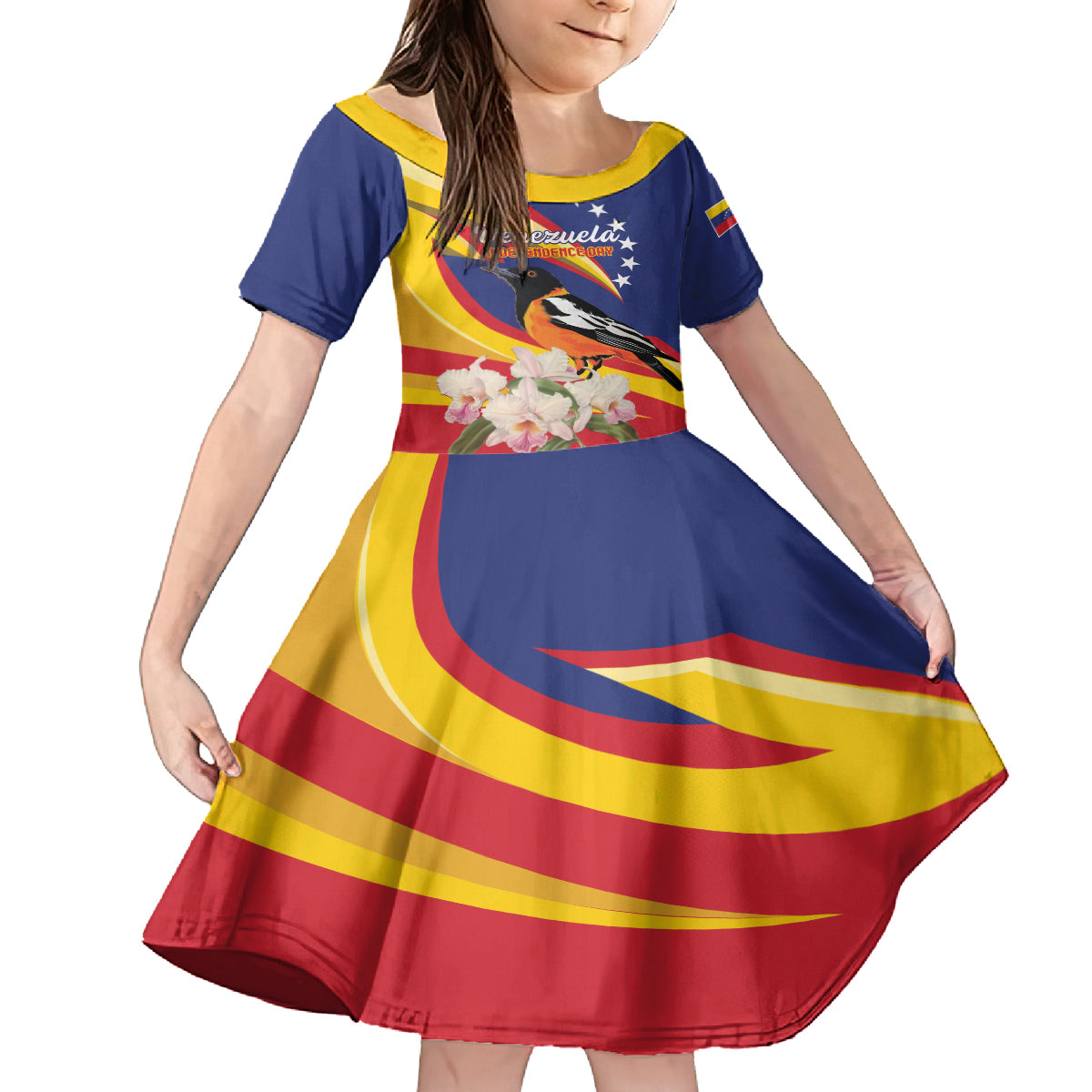 Venezuela Independence Day Family Matching Summer Maxi Dress and Hawaiian Shirt Venezuelan Troupial Cattleya Mossiae - Wonder Print Shop