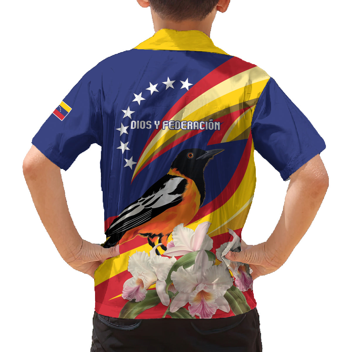 Venezuela Independence Day Family Matching Tank Maxi Dress and Hawaiian Shirt Venezuelan Troupial Cattleya Mossiae - Wonder Print Shop