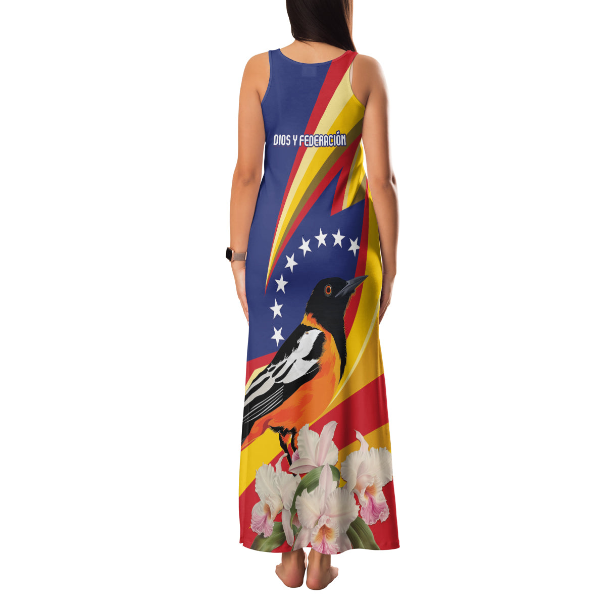 Venezuela Independence Day Family Matching Tank Maxi Dress and Hawaiian Shirt Venezuelan Troupial Cattleya Mossiae - Wonder Print Shop