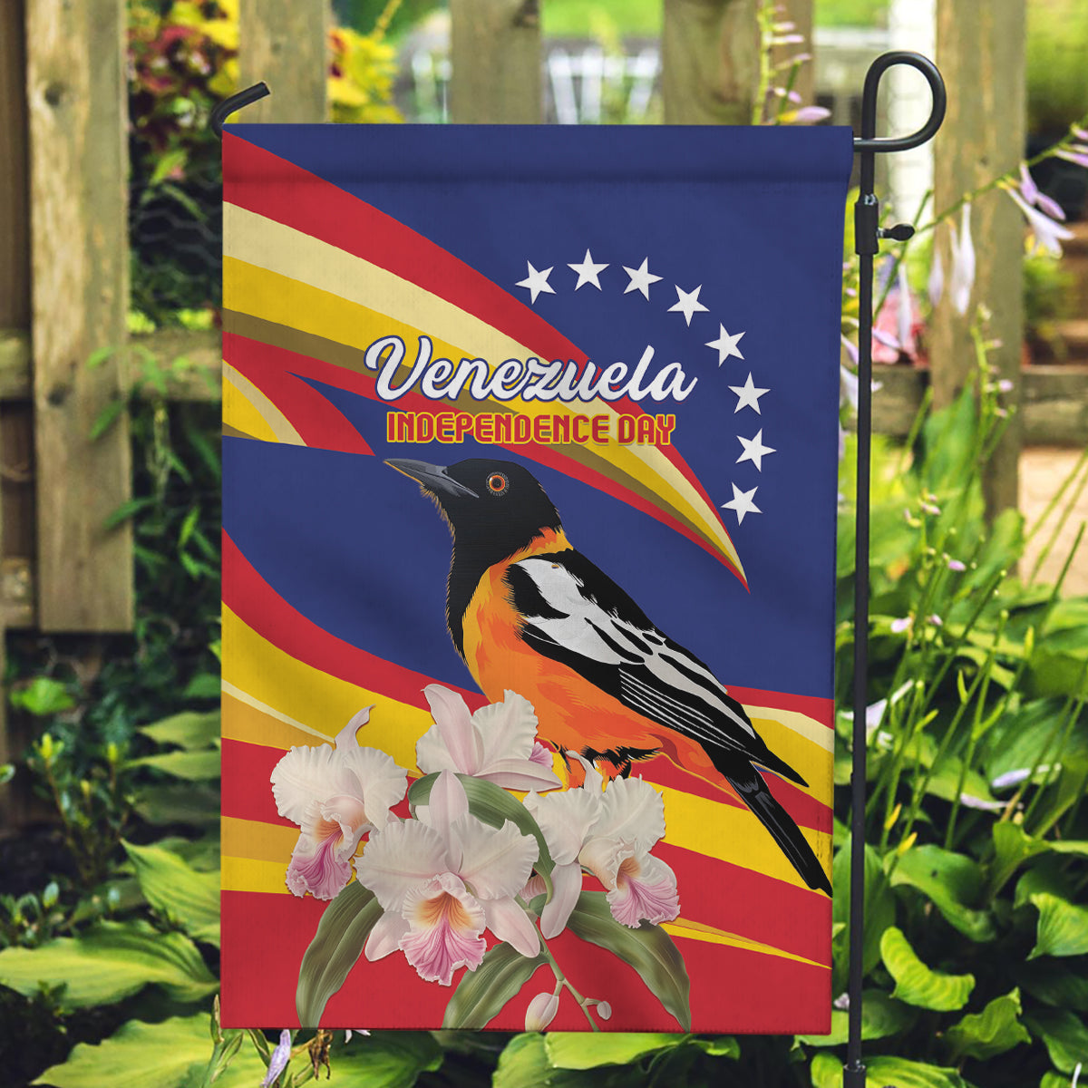 Venezuela Independence Day Garden Flag Venezuelan Troupial Cattleya Mossiae