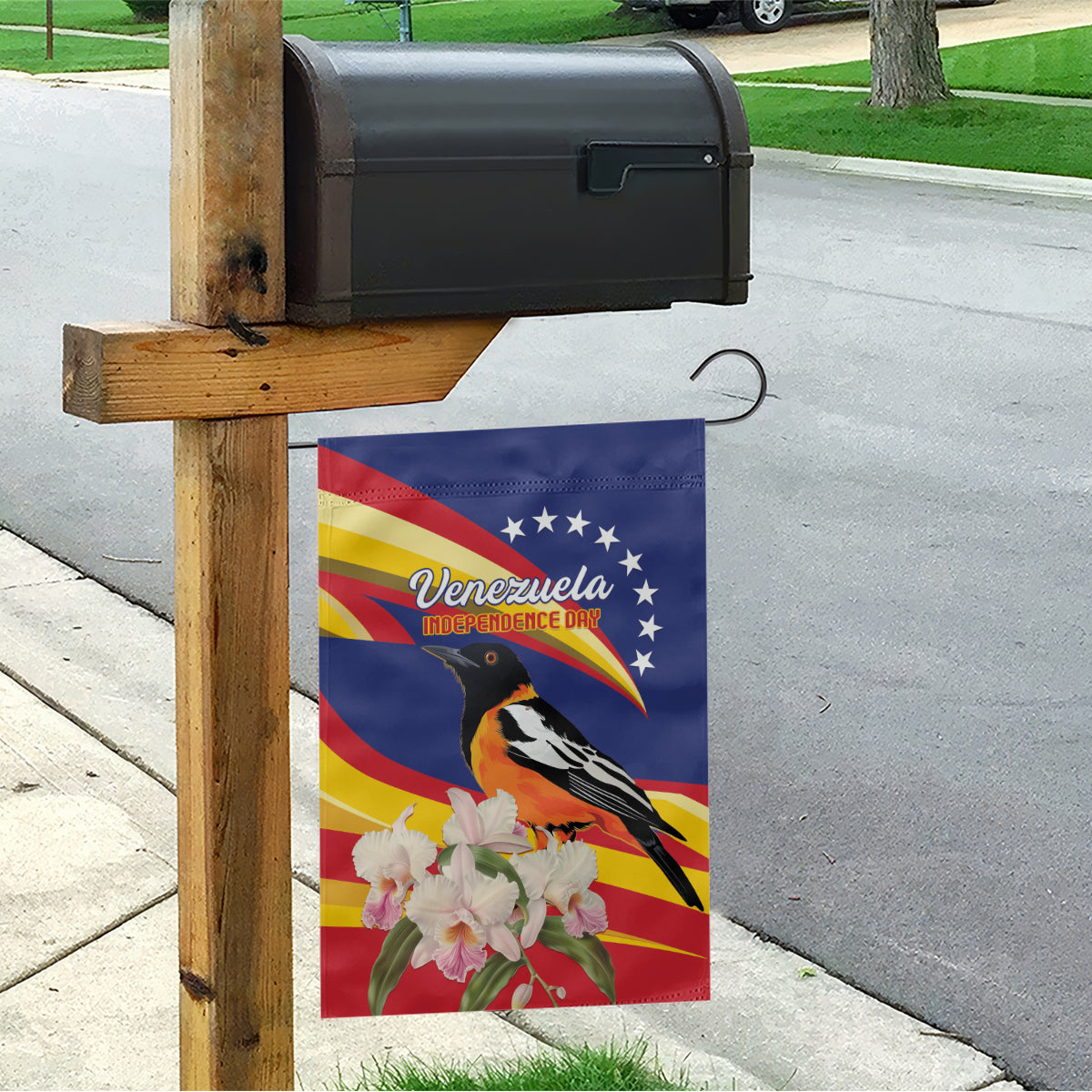 Venezuela Independence Day Garden Flag Venezuelan Troupial Cattleya Mossiae - Wonder Print Shop