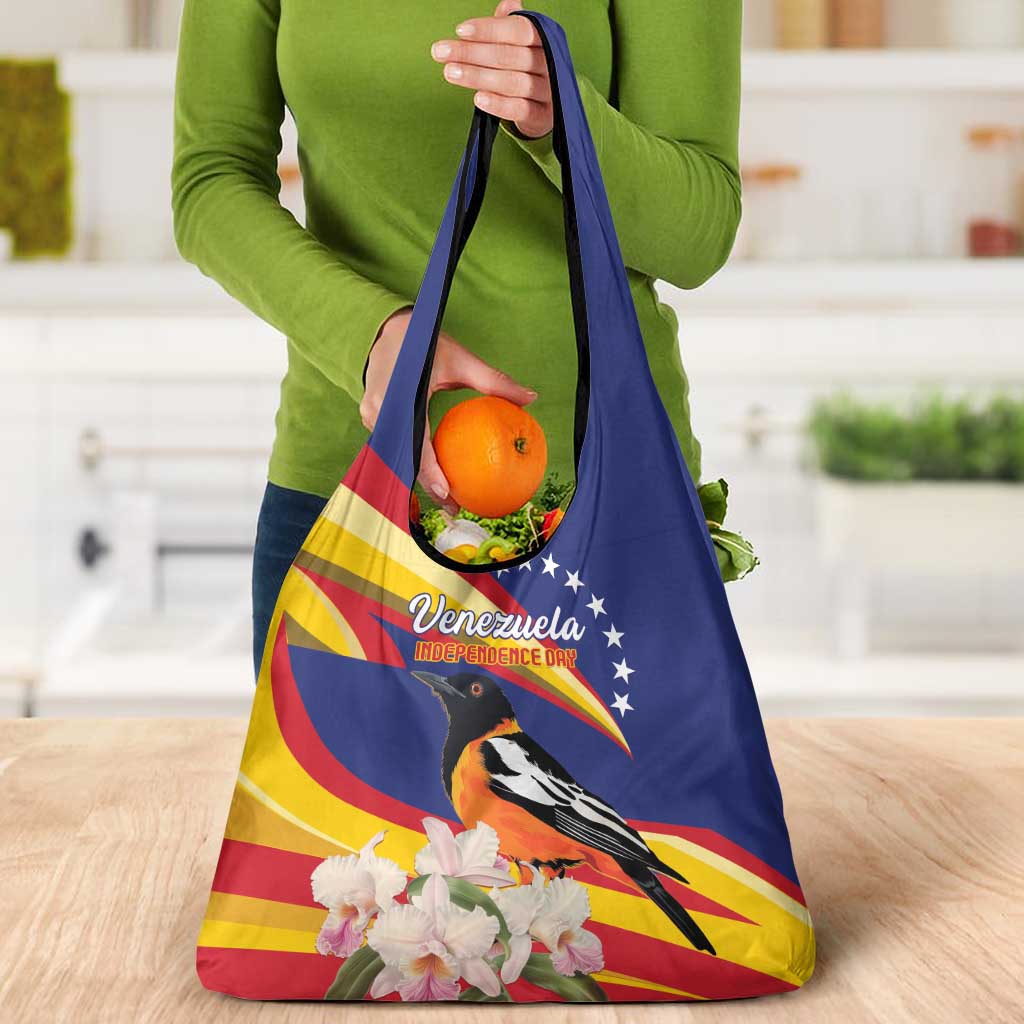 Venezuela Independence Day Grocery Bag Venezuelan Troupial Cattleya Mossiae
