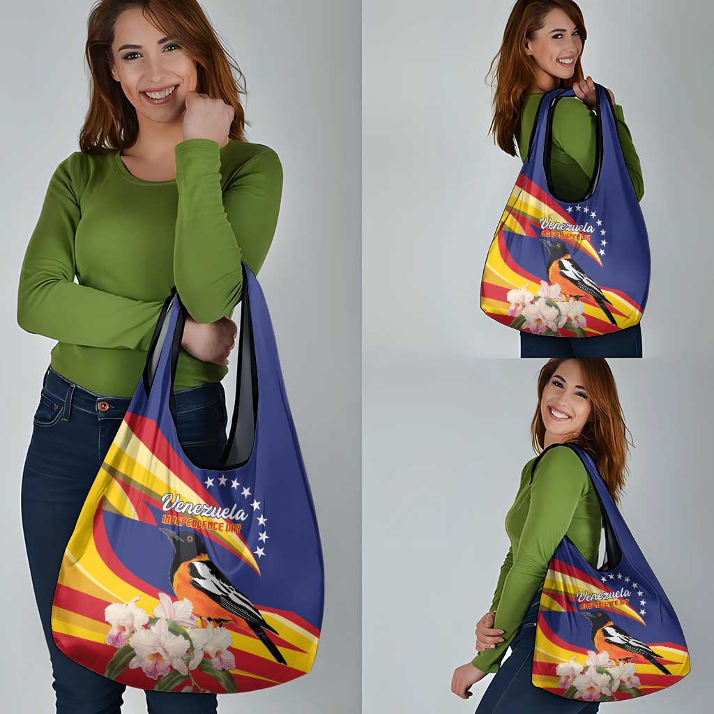Venezuela Independence Day Grocery Bag Venezuelan Troupial Cattleya Mossiae