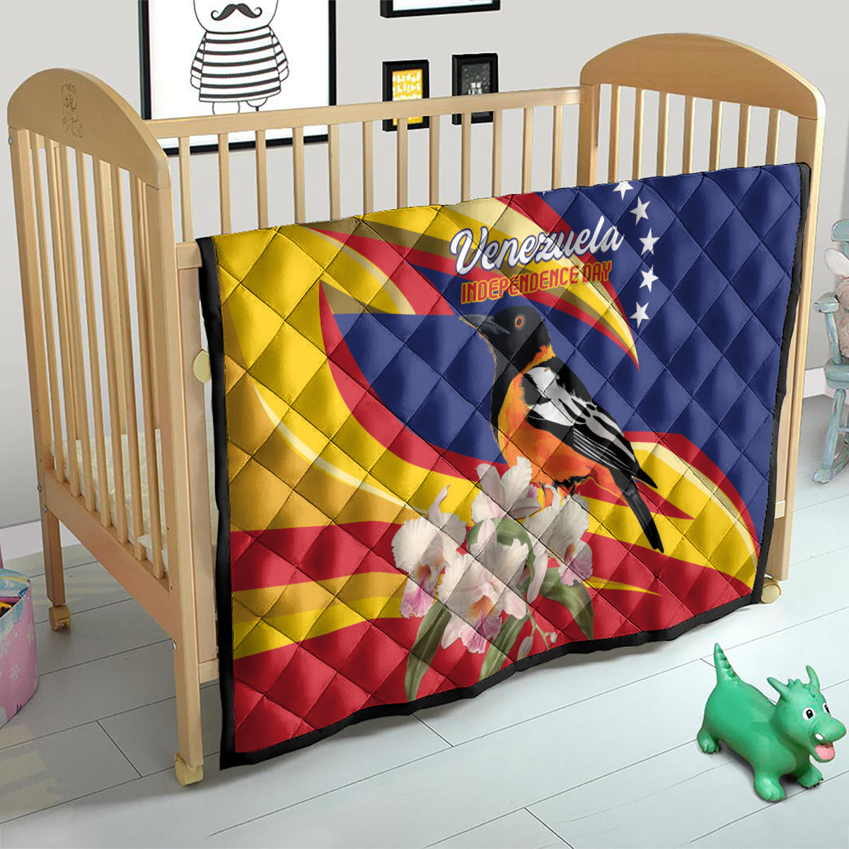 Venezuela Independence Day Quilt Venezuelan Troupial Cattleya Mossiae - Wonder Print Shop