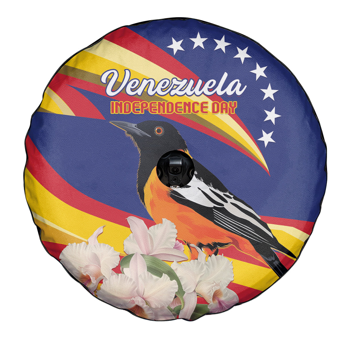 Venezuela Independence Day Spare Tire Cover Venezuelan Troupial Cattleya Mossiae - Wonder Print Shop