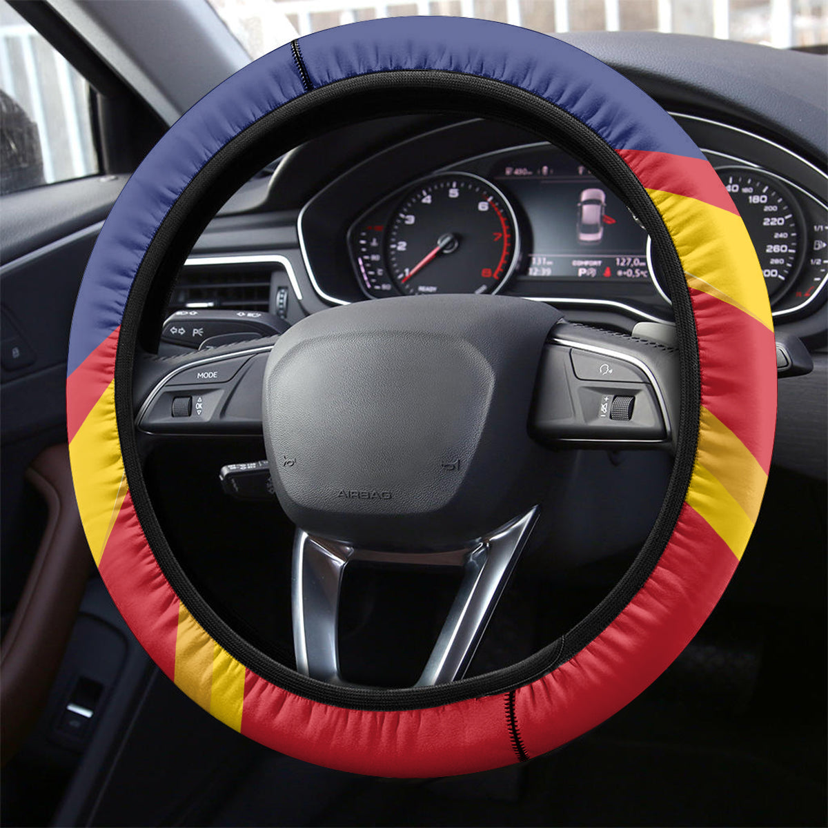 Venezuela Independence Day Steering Wheel Cover Venezuelan Troupial Cattleya Mossiae - Wonder Print Shop