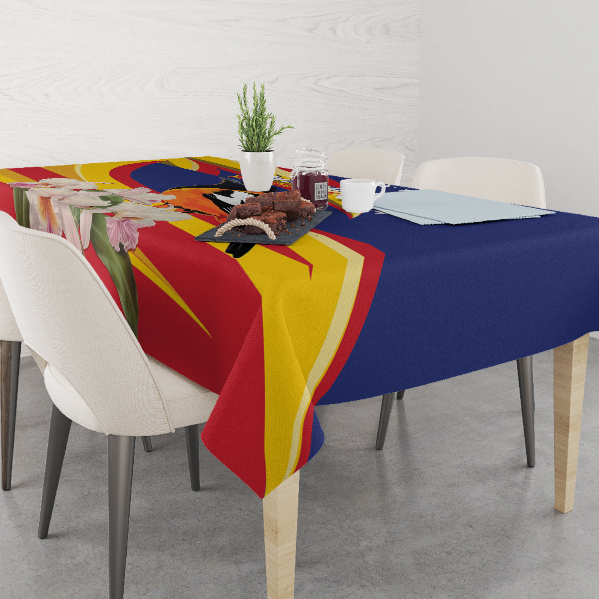 Venezuela Independence Day Tablecloth Venezuelan Troupial Cattleya Mossiae - Wonder Print Shop