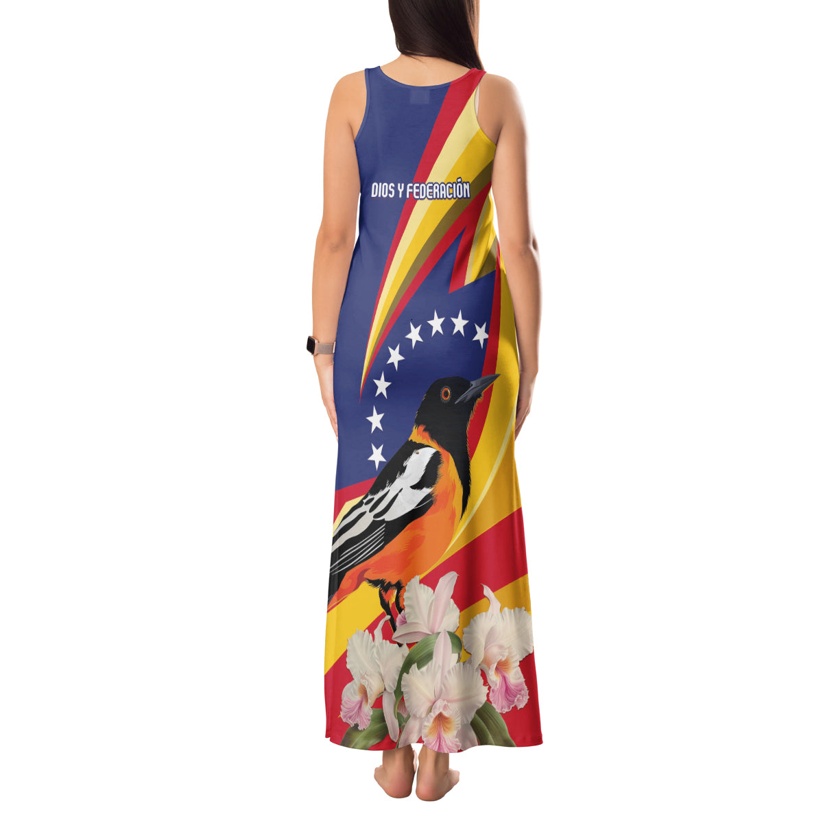 Venezuela Independence Day Tank Maxi Dress Venezuelan Troupial Cattleya Mossiae - Wonder Print Shop