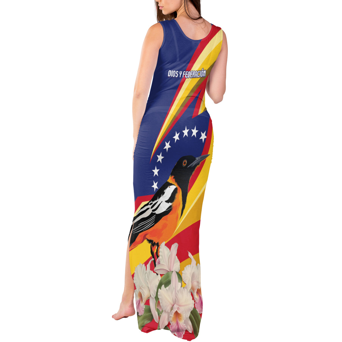 Venezuela Independence Day Tank Maxi Dress Venezuelan Troupial Cattleya Mossiae - Wonder Print Shop