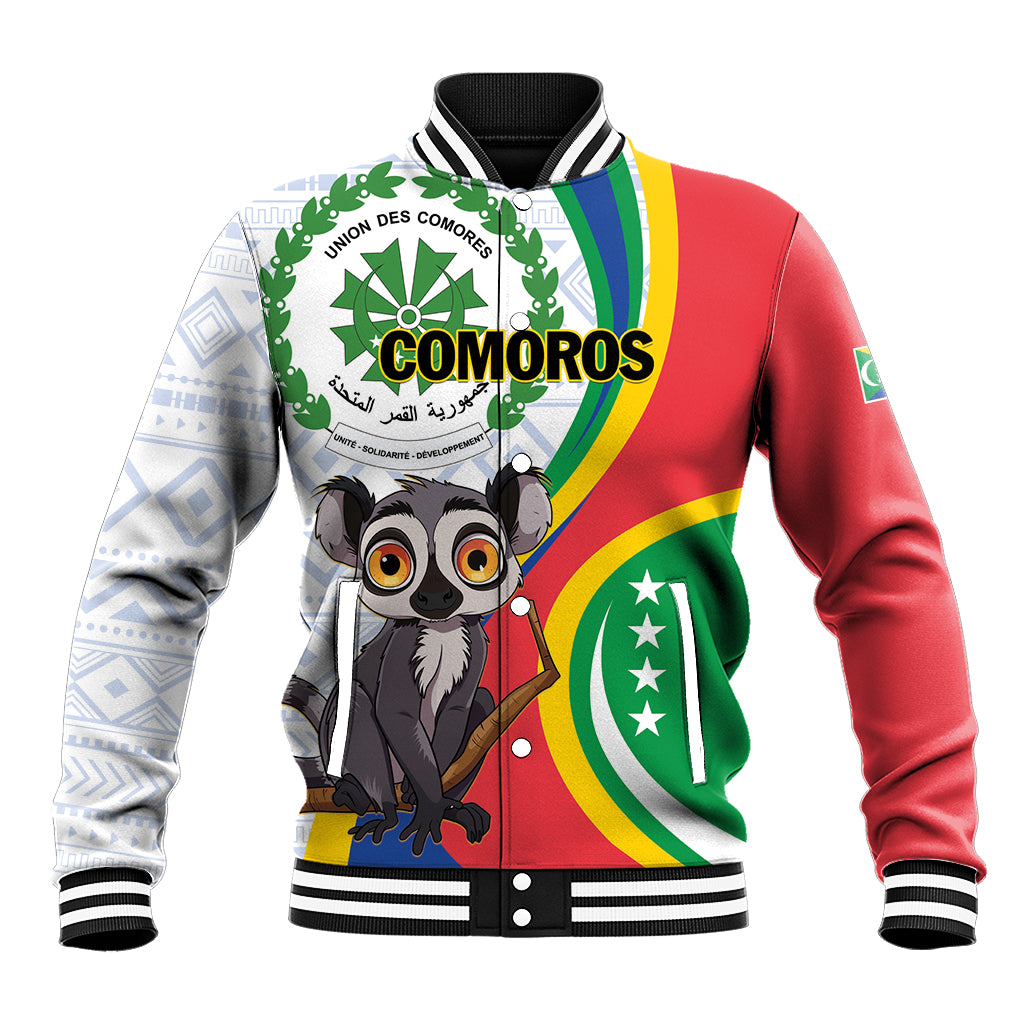 Comoros Independence Day Baseball Jacket 1975 Komori Mongoose Lemur African Pattern